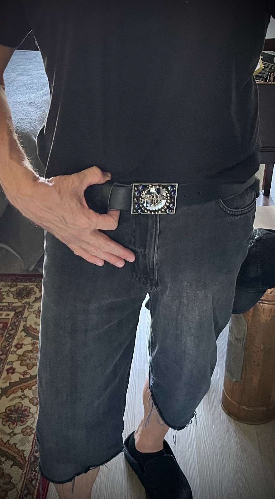 Eagle Americana Industrial Mirror Blue Balls Belt Buckle OOAK Darren McNeese