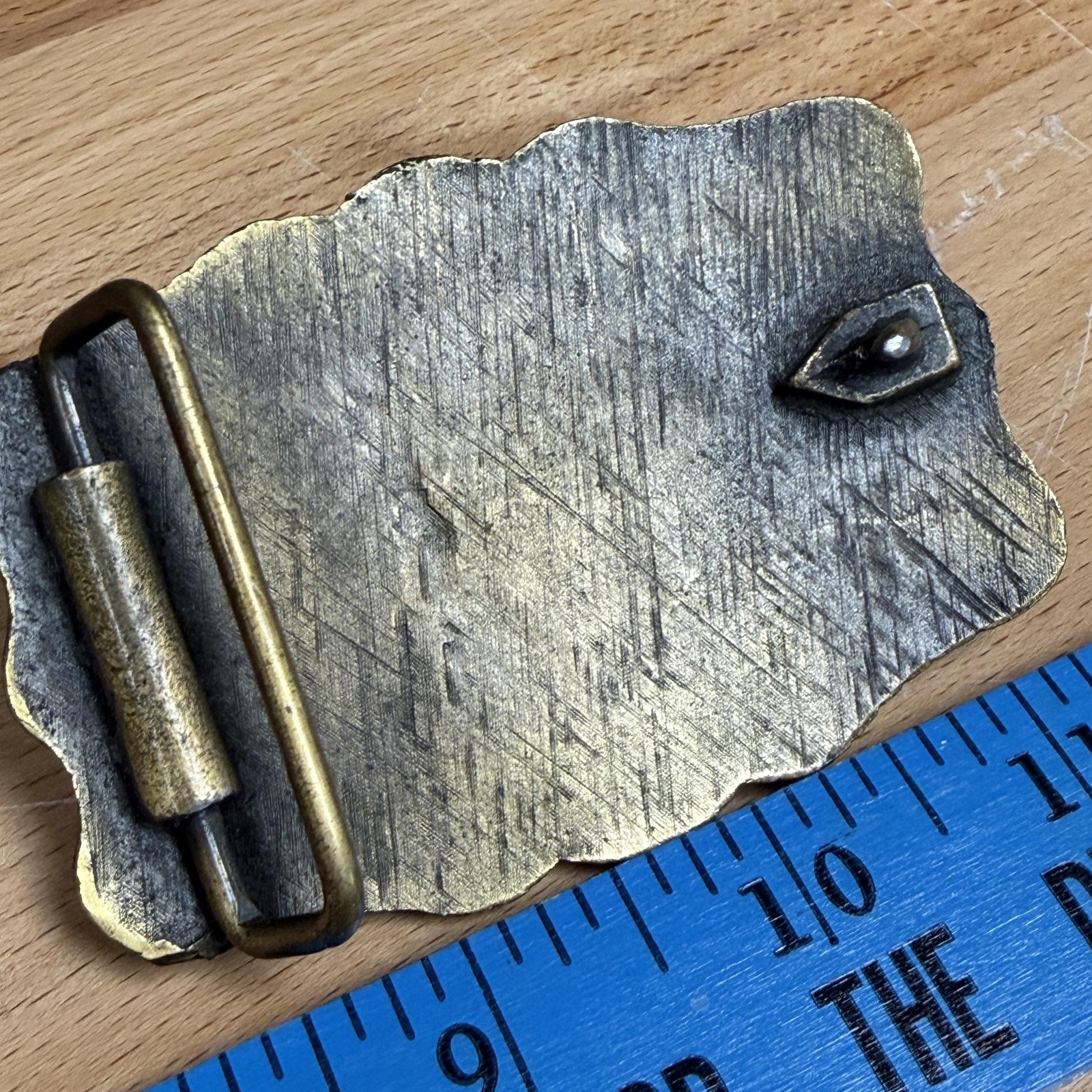 Masonic Belt Buckle Mens Gold Tone Metal Square Compass G Western Antique Finish