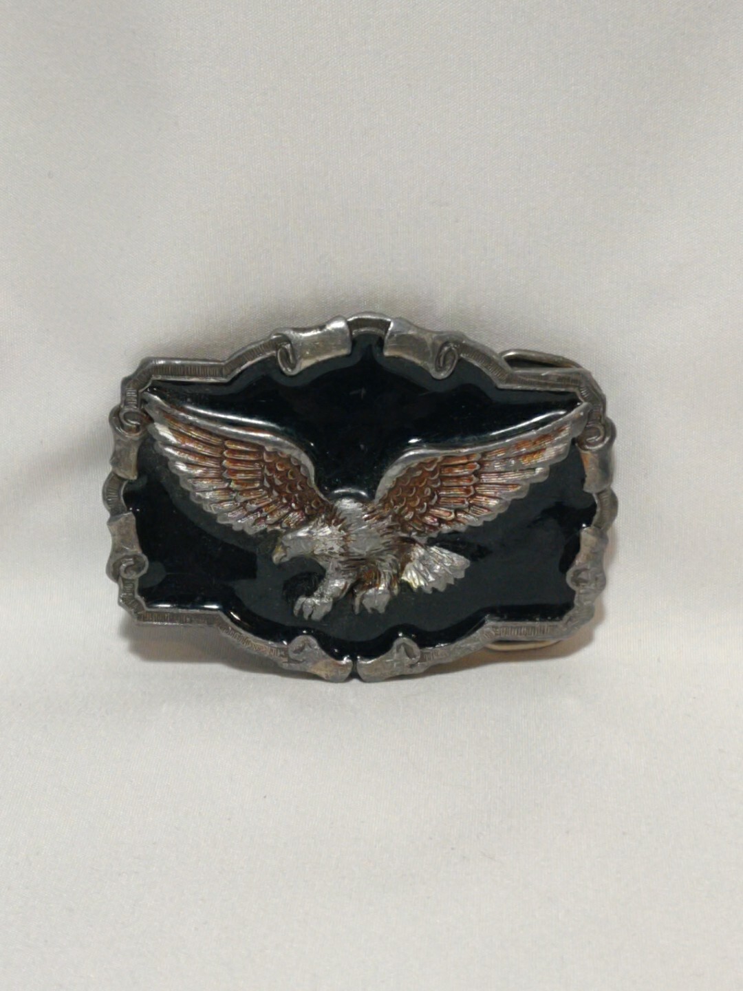 The Great American Buckle Company Belt Buckle Eagle Silver Toned Metal & Enamel