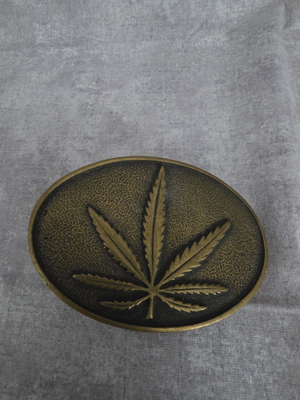 Solid Brass Rare Marijuana Pot Leaf Vintage BTS Belt Buckle