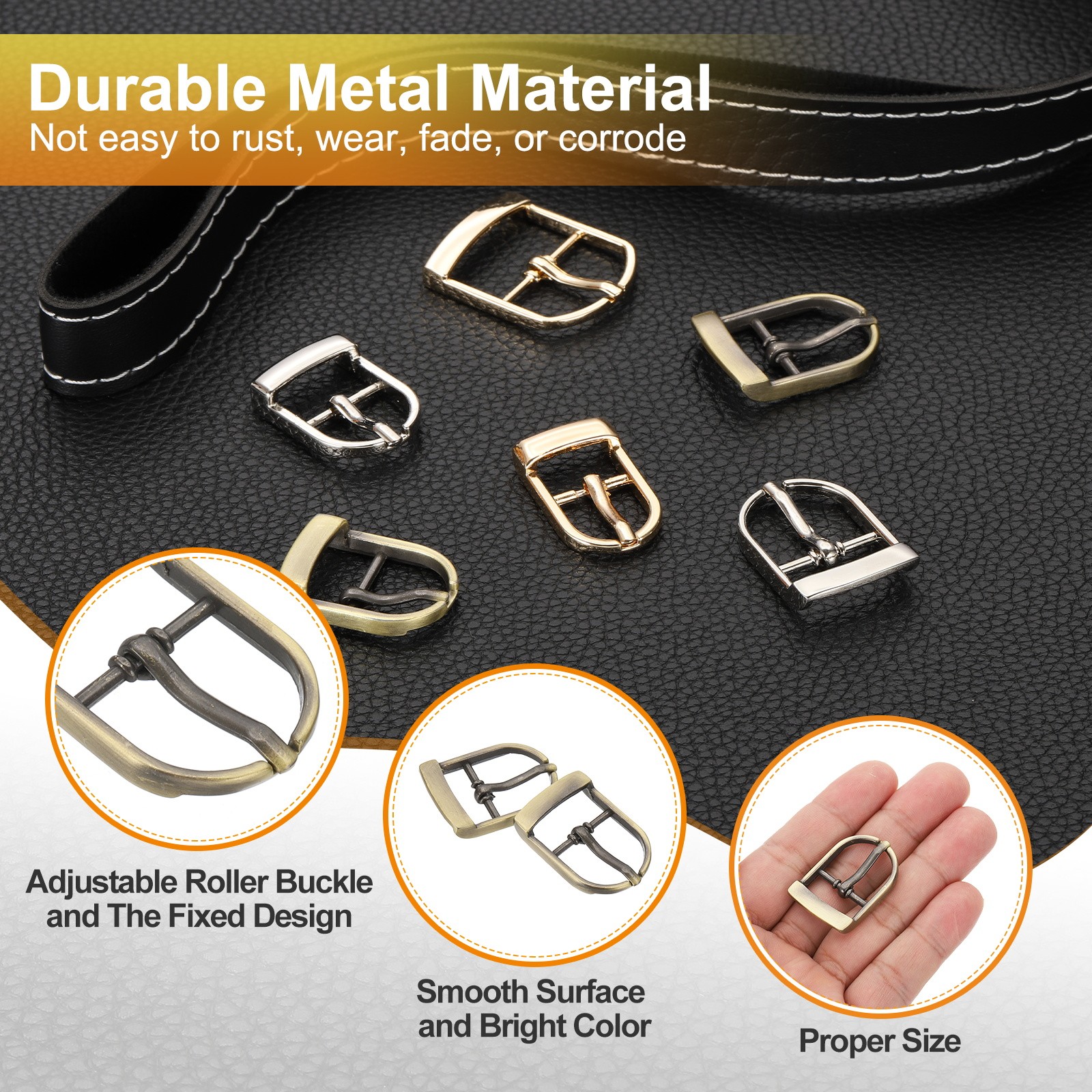 8 Pcs 0.8 Inch Adjustable Single Prong Buckle Belt Buckle, Bronze