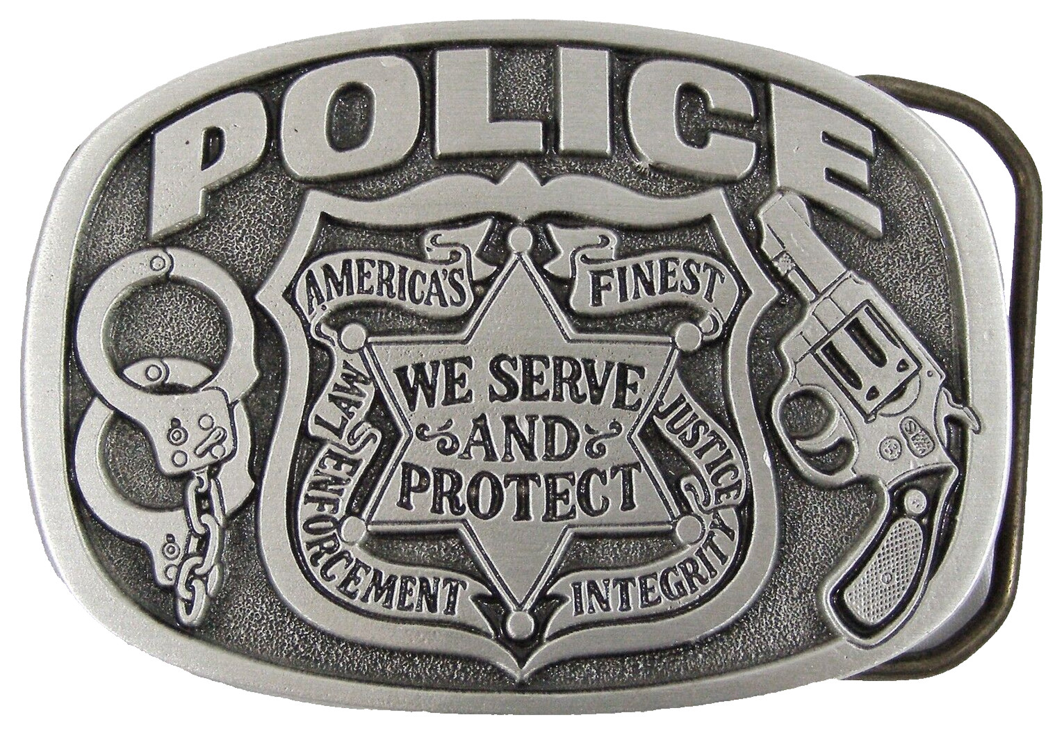 BELT BUCKLES Police Law Enforcement Silver Gray Oval Profession Occupation NWOT!