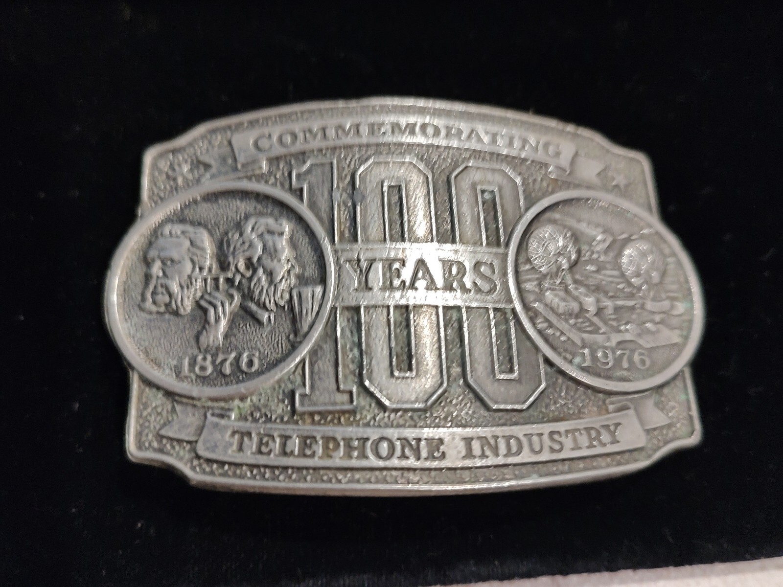 Vintage Lewis of Chicago Telephone Industry Belt Buckle 100 Years 1876-1976 USA