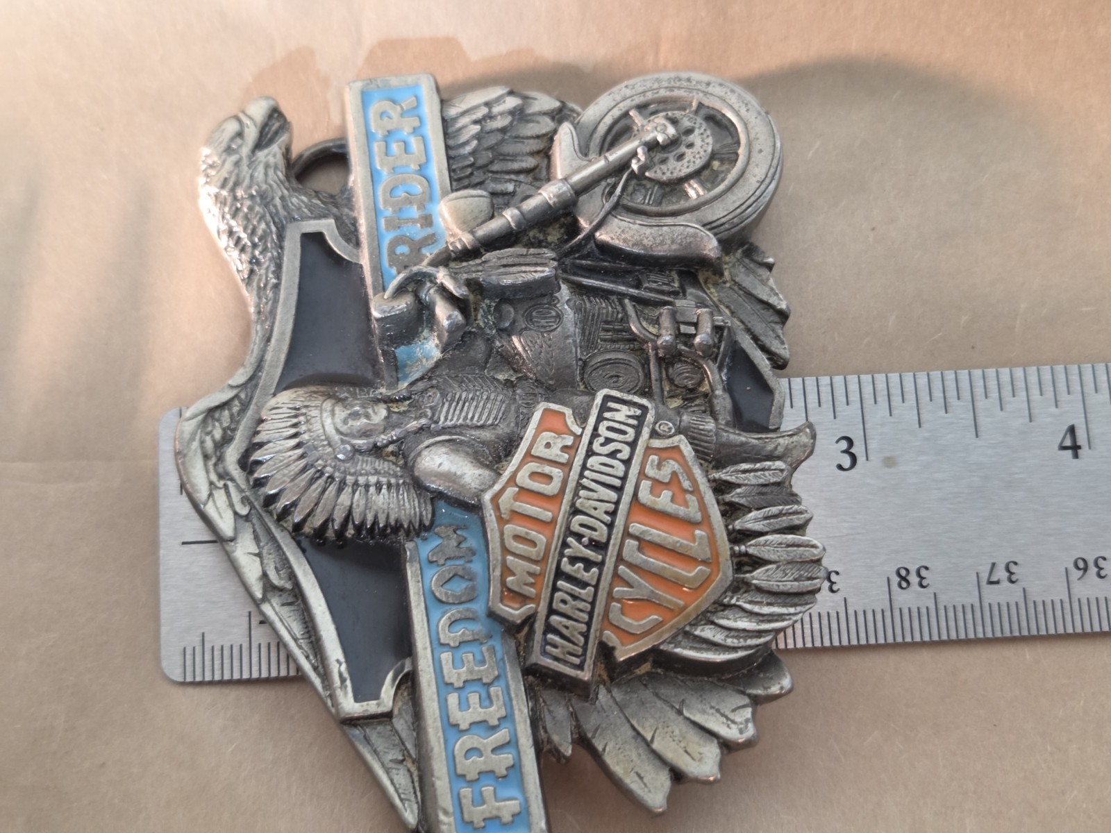 1993 Vtg Harley-Davidson Superglide Freedom Rider Belt Buckle Baron USA Chief