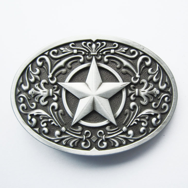 Antique Silver Southwest Star Western Oval Belt Buckle also Stock in the US
