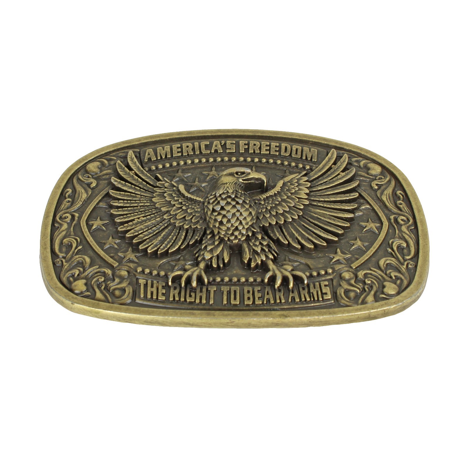 America&rsquo;s Freedom 2nd Amendment Eagle Belt Buckle Antique Bronze Fits 1.5&Prime; Belts