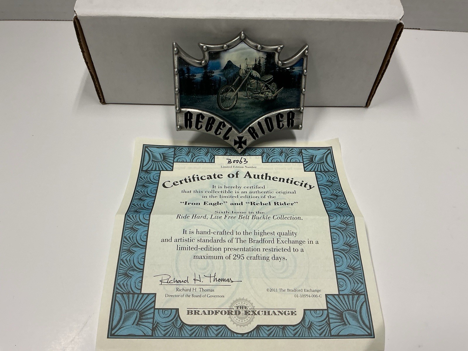 Pewter Belt Buckle Iron Eagle Rebel Rider Motorcycle Biker Bradford Exchange