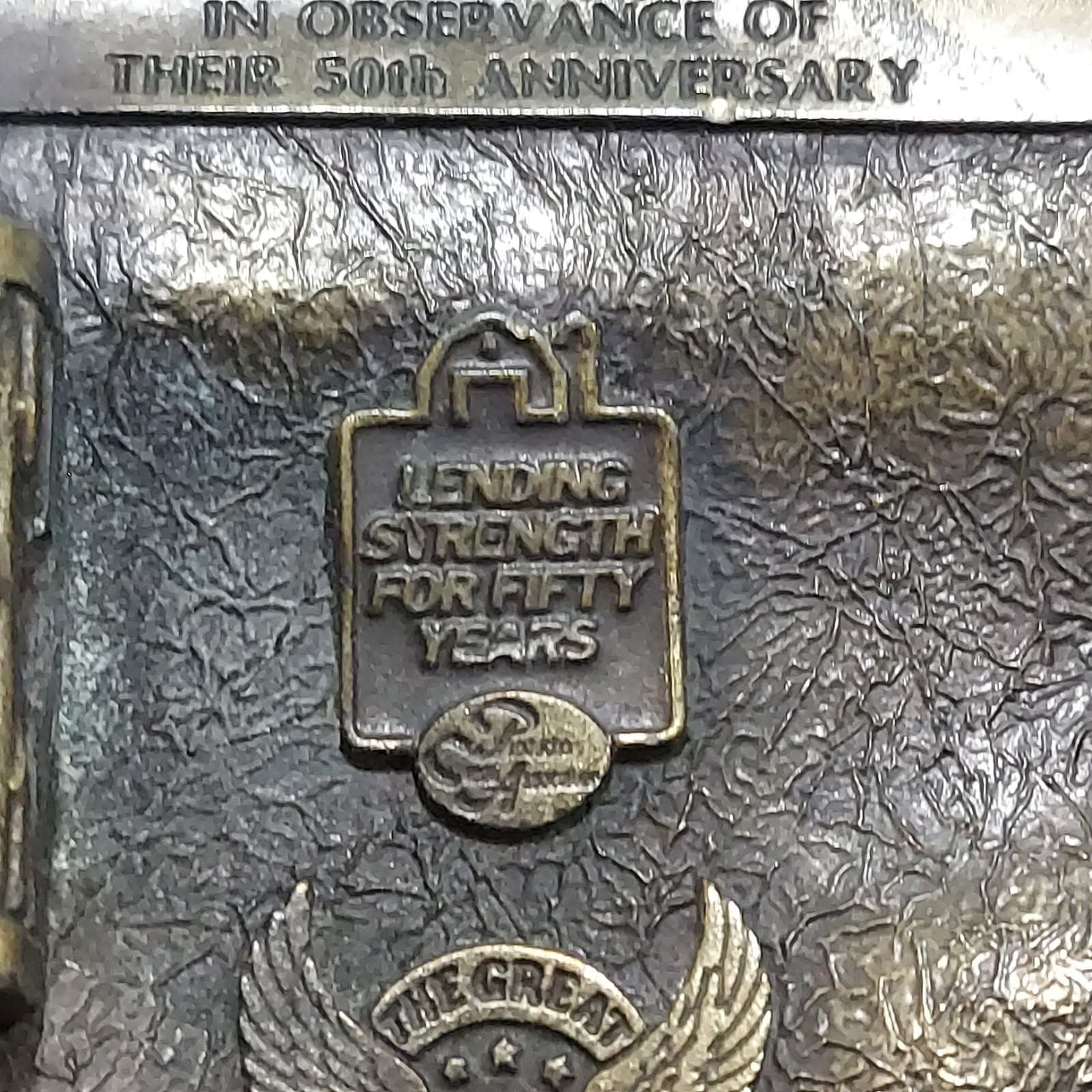 Vtg Belt Buckle The First PCA Loan 1933 50th Anniversary 3D Relief