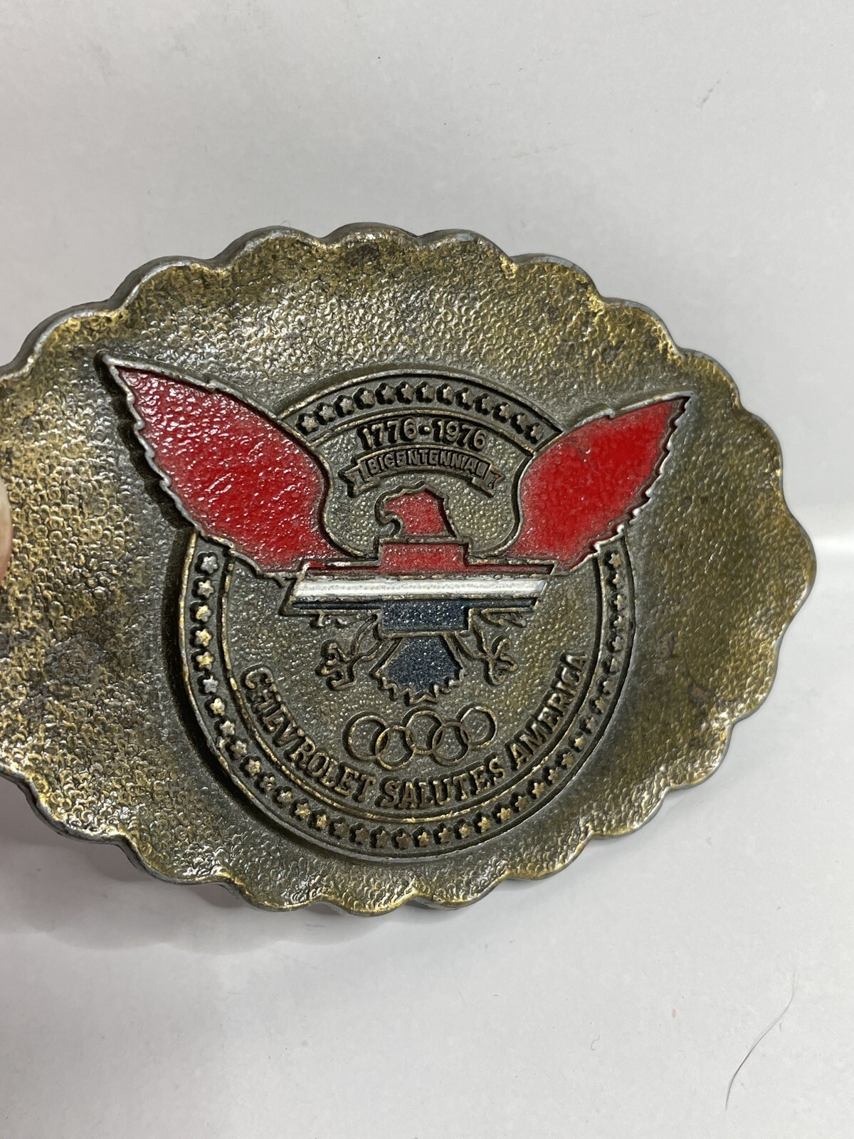 Chevrolet Salutes America BELT BUCKLE USA Bicentennial Olympics