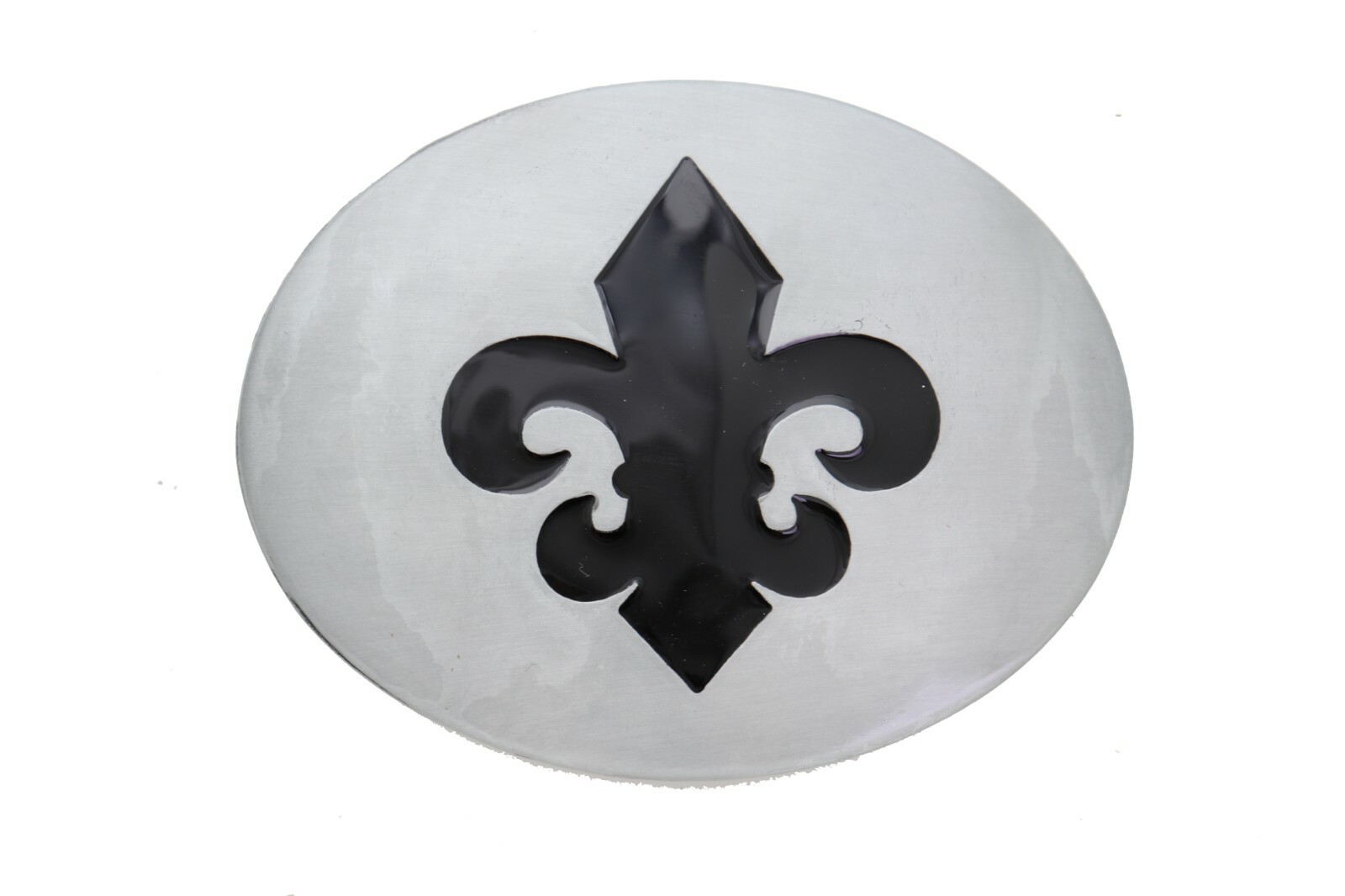 Men Women Casual Belt Buckle Silver Metal Western Biker Oval Shape Fleur De Lis
