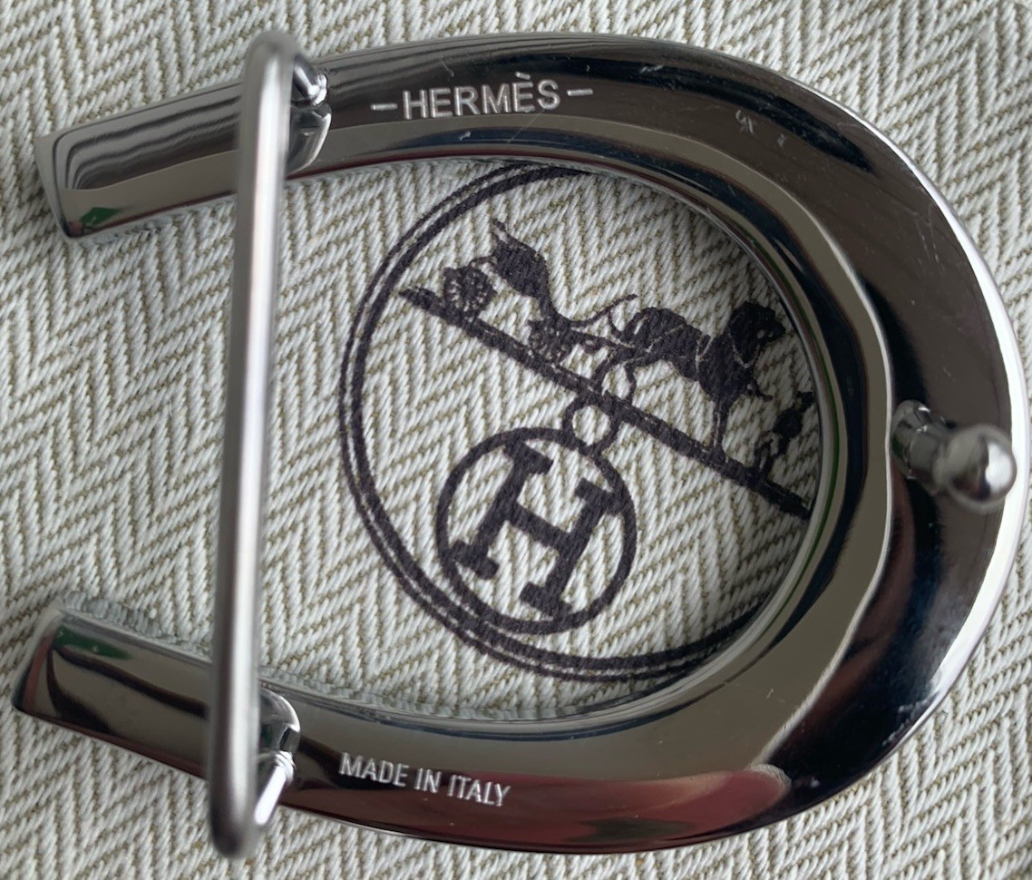 Hermes Buckle Waist Belt 38mm Plated Silver Hermès Fer à Cheval horseshoe-shaped