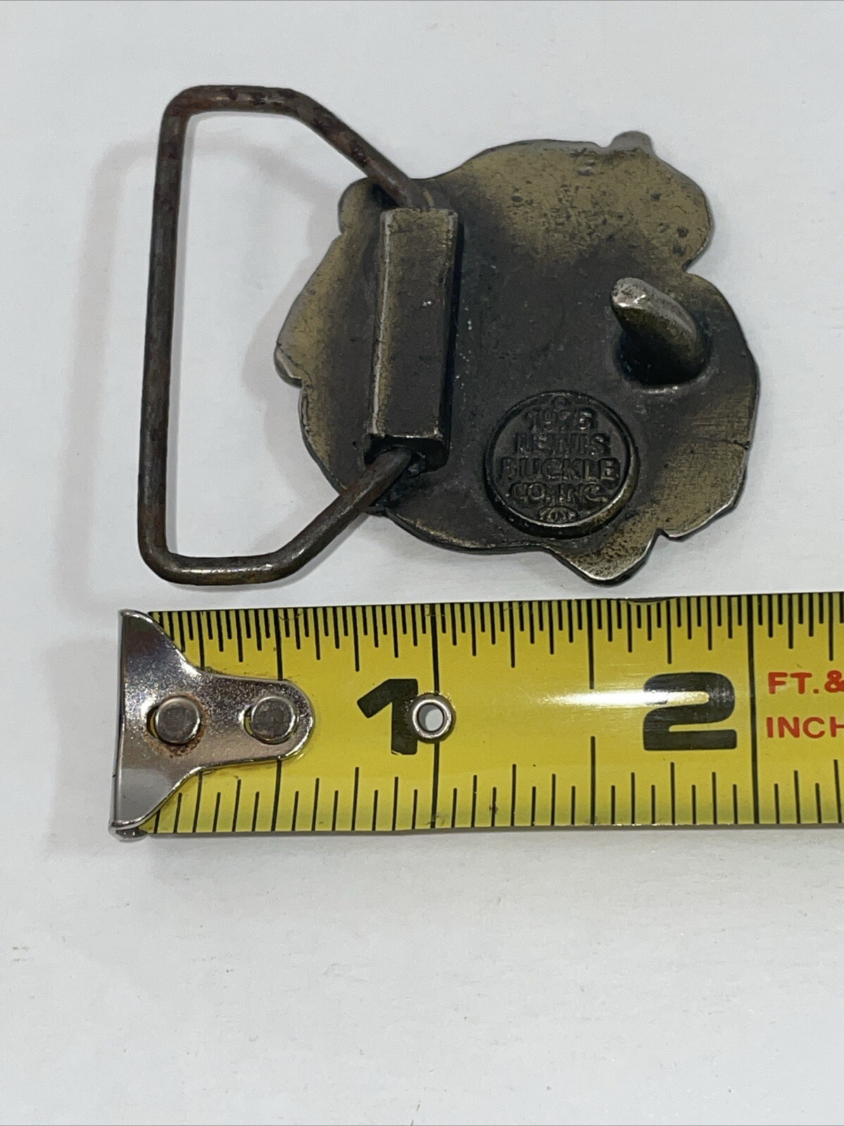 Lewis Pewter Metal Belt Buckle Vintage 1975 Art Nouveau Head Breasts Flowers