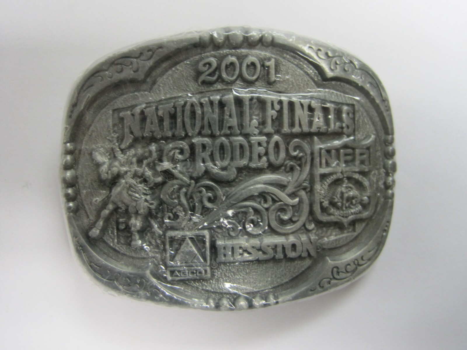 National Finals Rodeo Hesston 2001 NFR Youth (Small) Cowboy Buckle New AGCO PCRA
