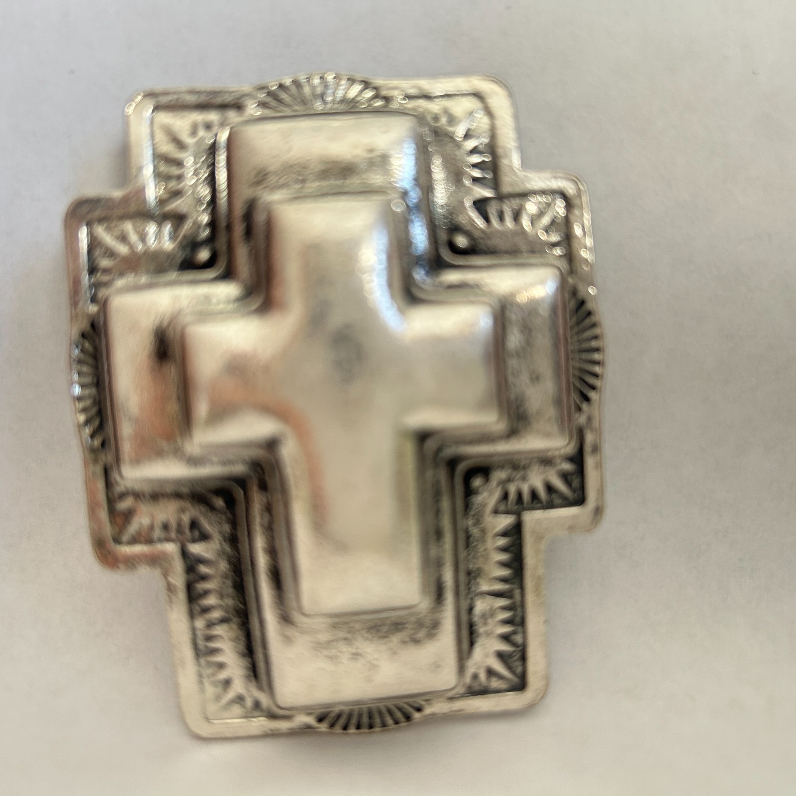 Cross Belt Buckle Ornate Christian Religious Gothic Silver metal western vintage