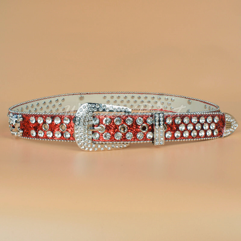 Skull Western Crystal Studded Belt Cowgirl Cowboy Rhinestone Belt For Women Men