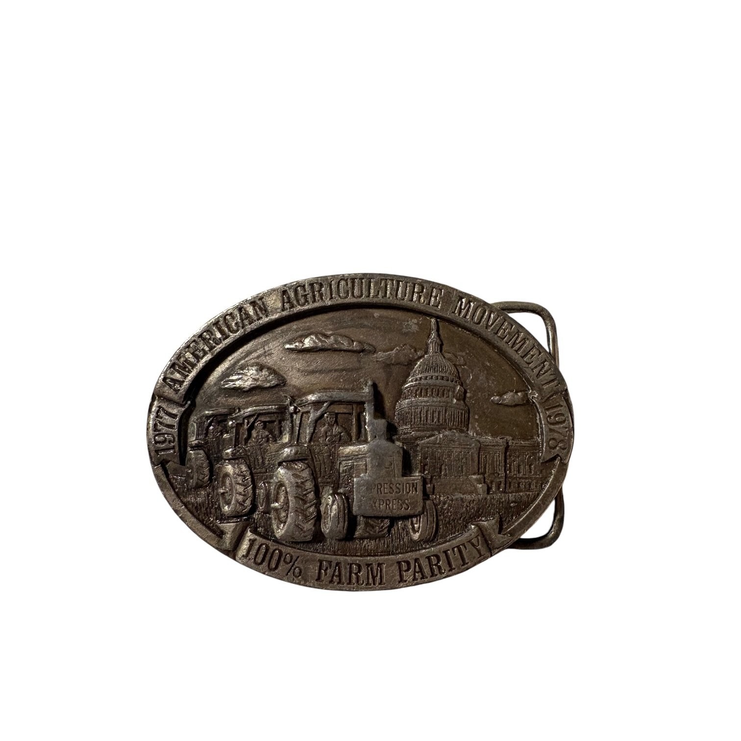Bergamot Brass Works American Agriculture Movement 1978 Belt Buckle Bronze Tone