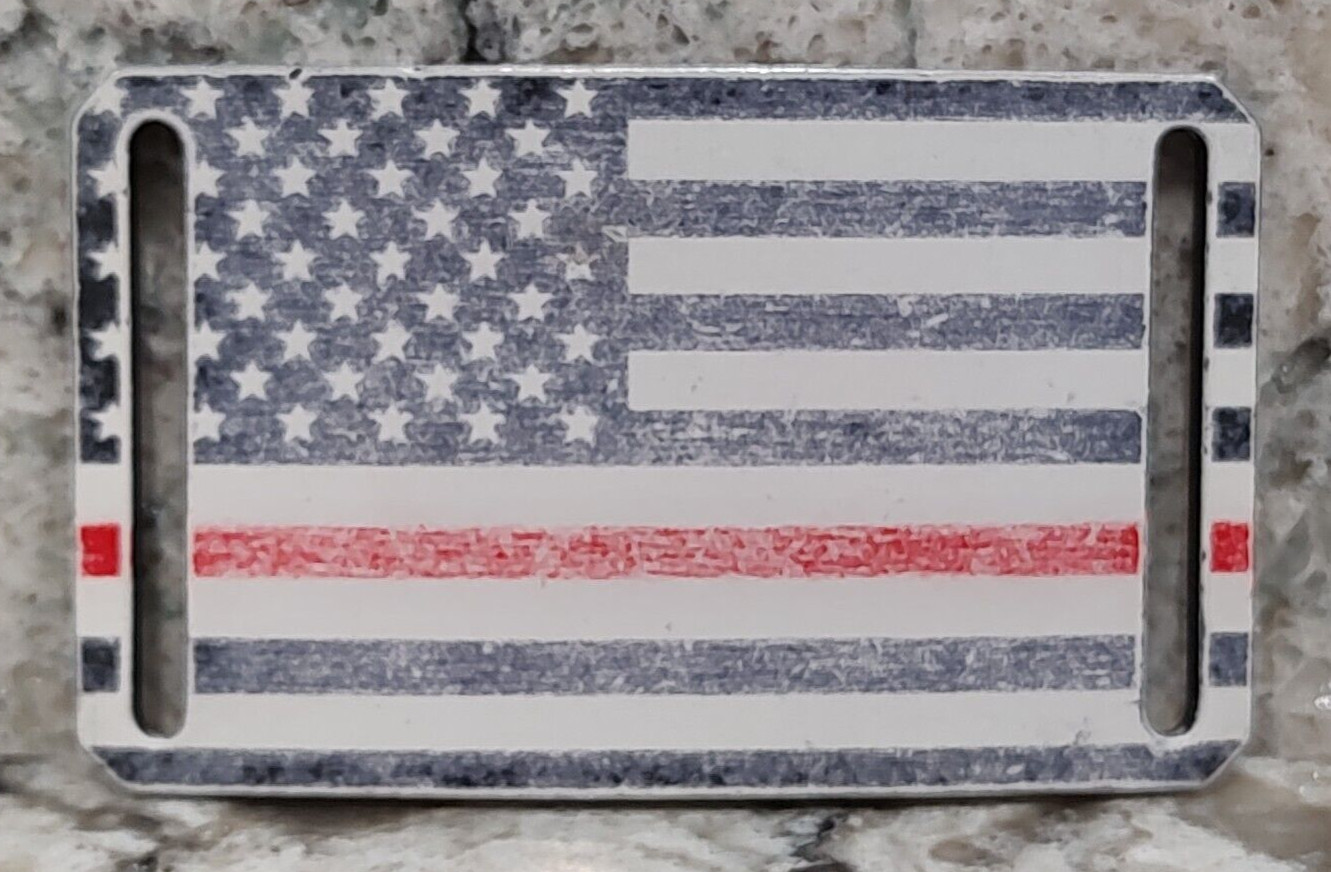 GRIP6 BELT BUCKLE – RUSTIC HERITAGE USA FIREMAN FLAG – PAINTED! – 1.5 INCH WIDE