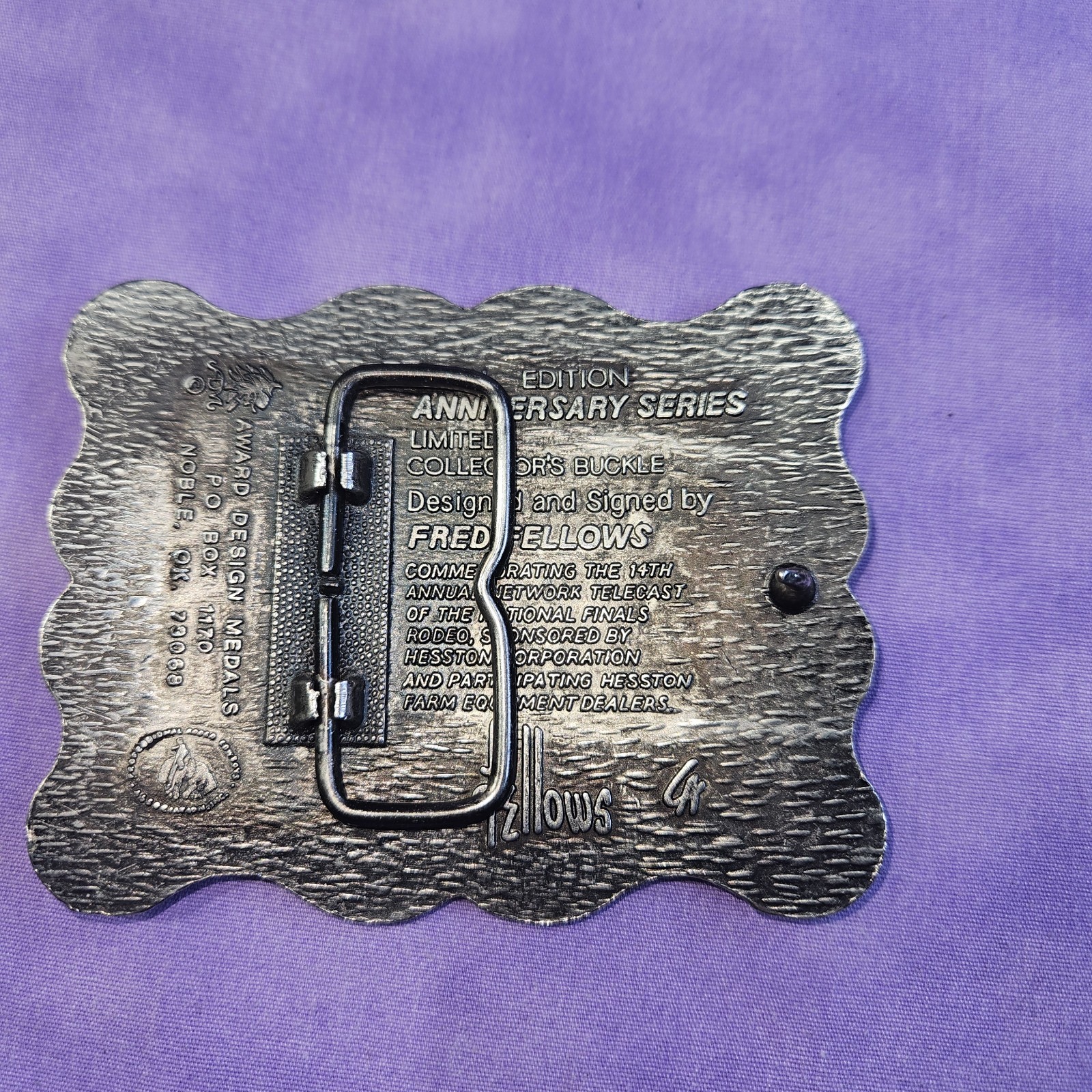 1987 National Finals Rodeo HESSTON Belt Buckle, Design By Fred Fellows, Ltd Ed.