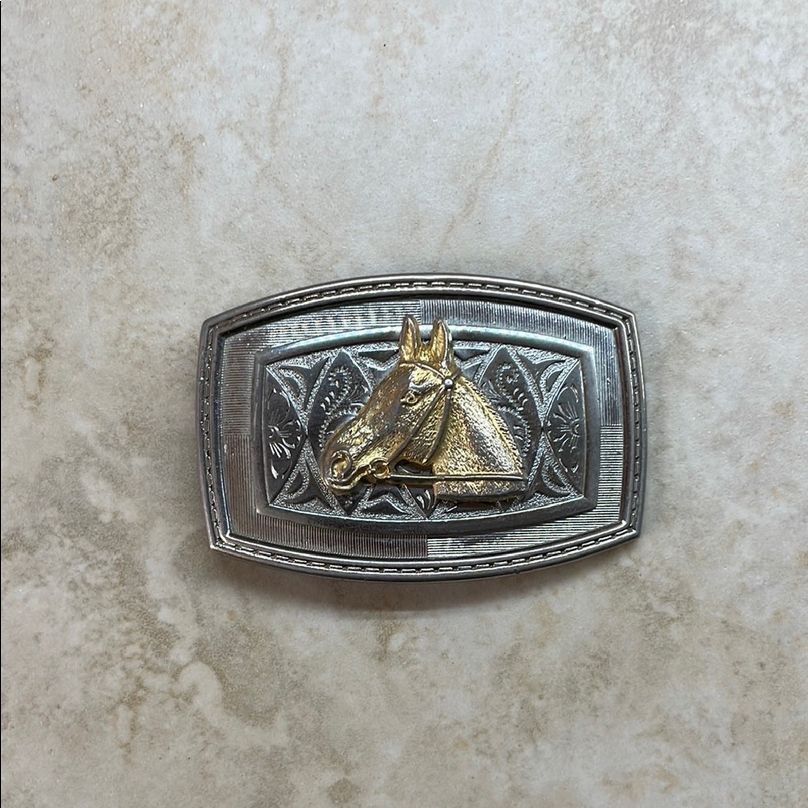 Belt Buckle Horse Head Cowboy Men&rsquo;s Women&rsquo;s Gold Silver Tone Texas Western