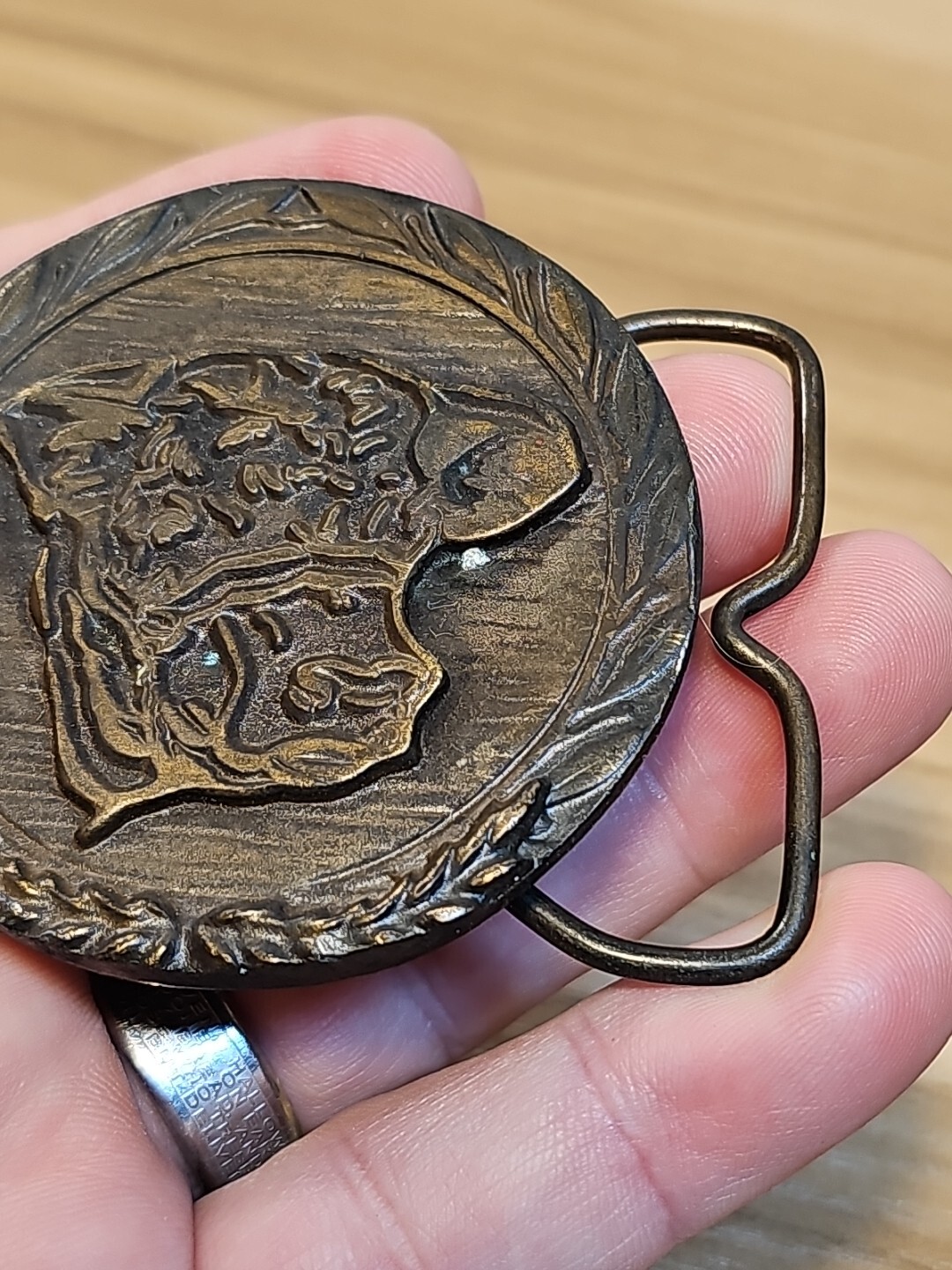 Vintage 1976 Western Cow Stamped G & H Metal Brass ? Belt Buckle