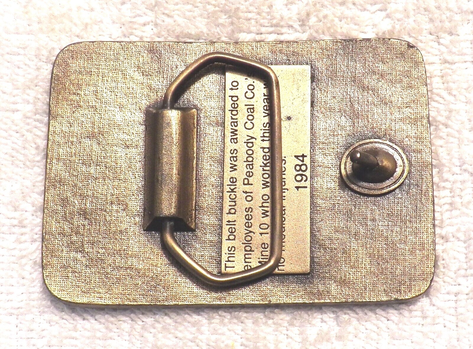CLASSIC BELT BUCKLE SAFE WORKER AWARD PRODUCTION PEABODY COAL CO 1951-1984 BB12