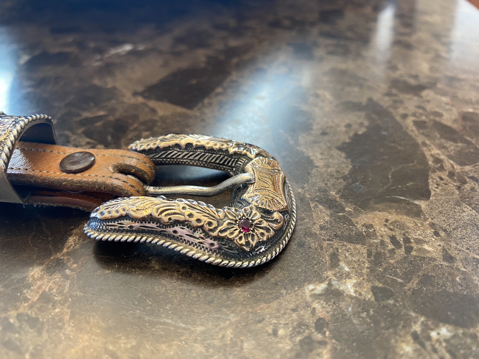 Hollands San Angelo .925 sterling 14k belt buckle set #205 ✅