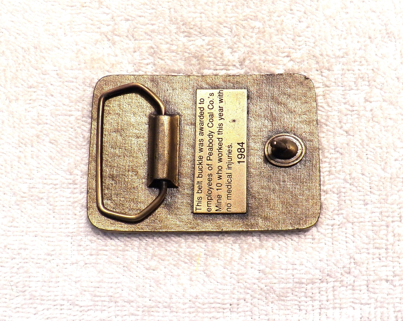 CLASSIC BELT BUCKLE SAFE WORKER AWARD PRODUCTION PEABODY COAL CO 1951-1984 BB12