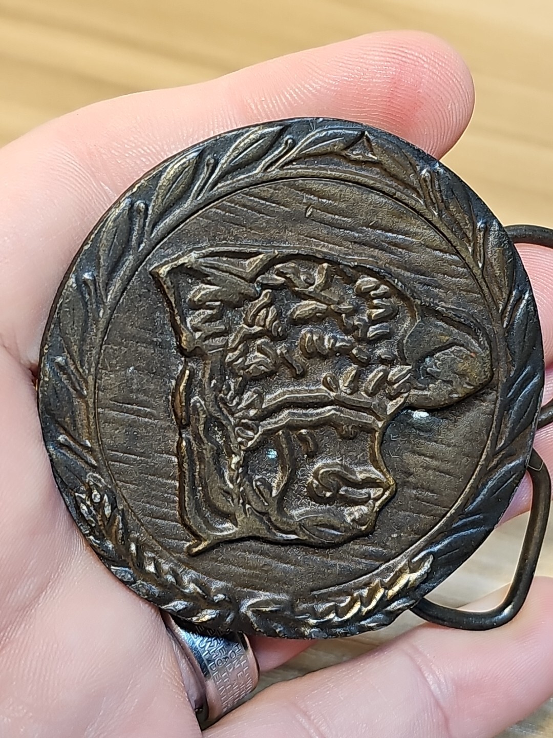 Vintage 1976 Western Cow Stamped G & H Metal Brass ? Belt Buckle
