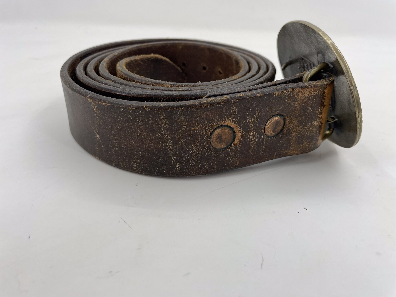 Tony Lama The Great State of Montana Belt Buckle Solid Brass And Leather Belt