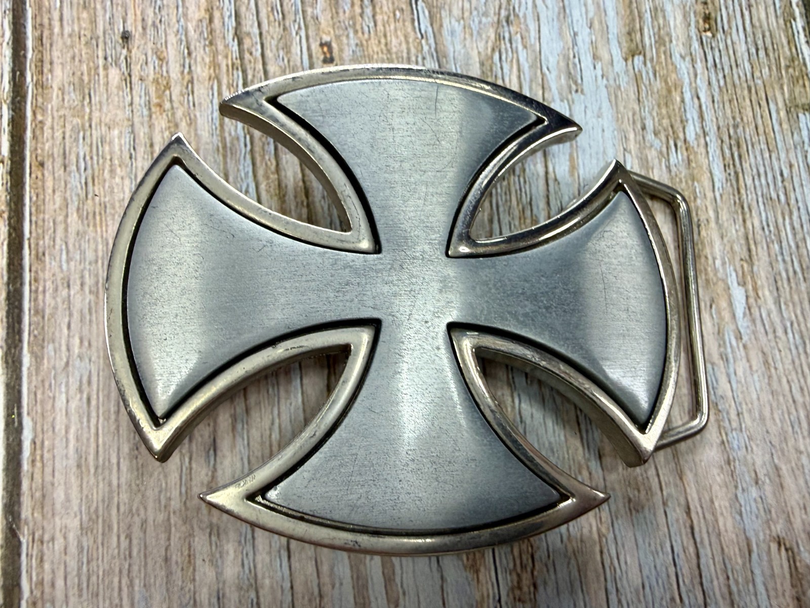 Maltese Celtic Iron Cross Gothic Punk Biker Vibe Cutout Silver Color Belt Buckle