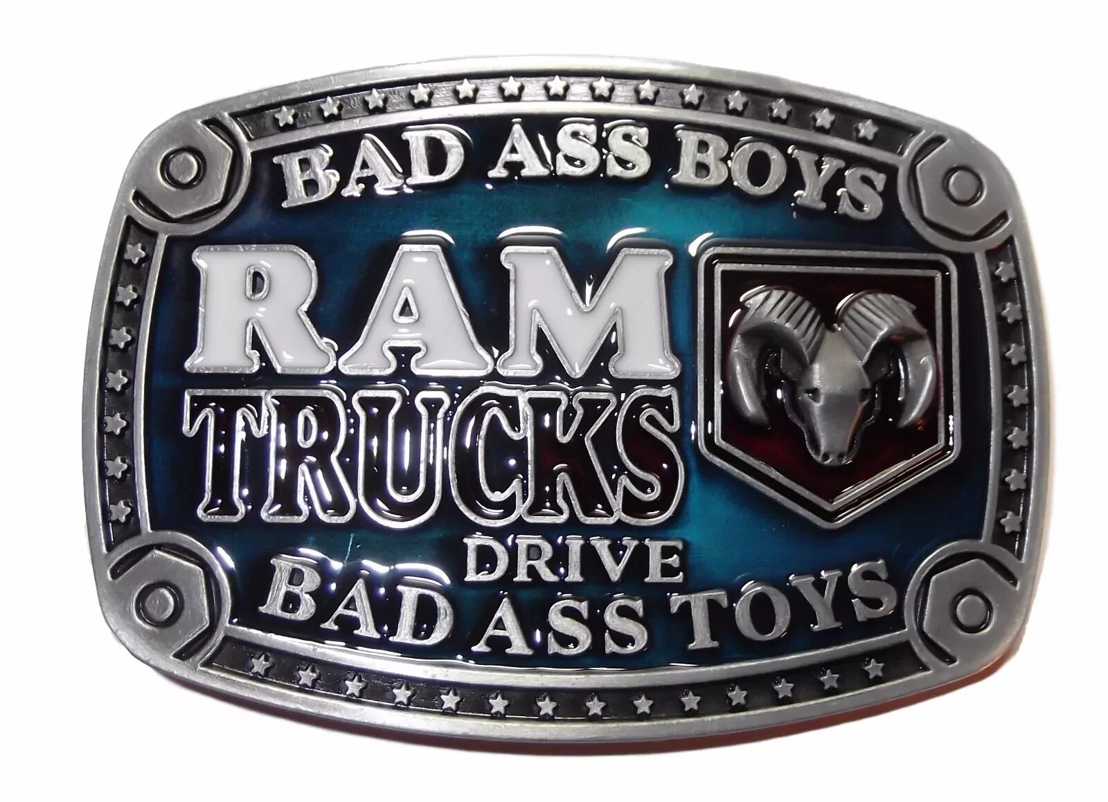 Dodge Ram Trucks Bad Ass Logo Metal w/ Enamel BELT BUCKLE
