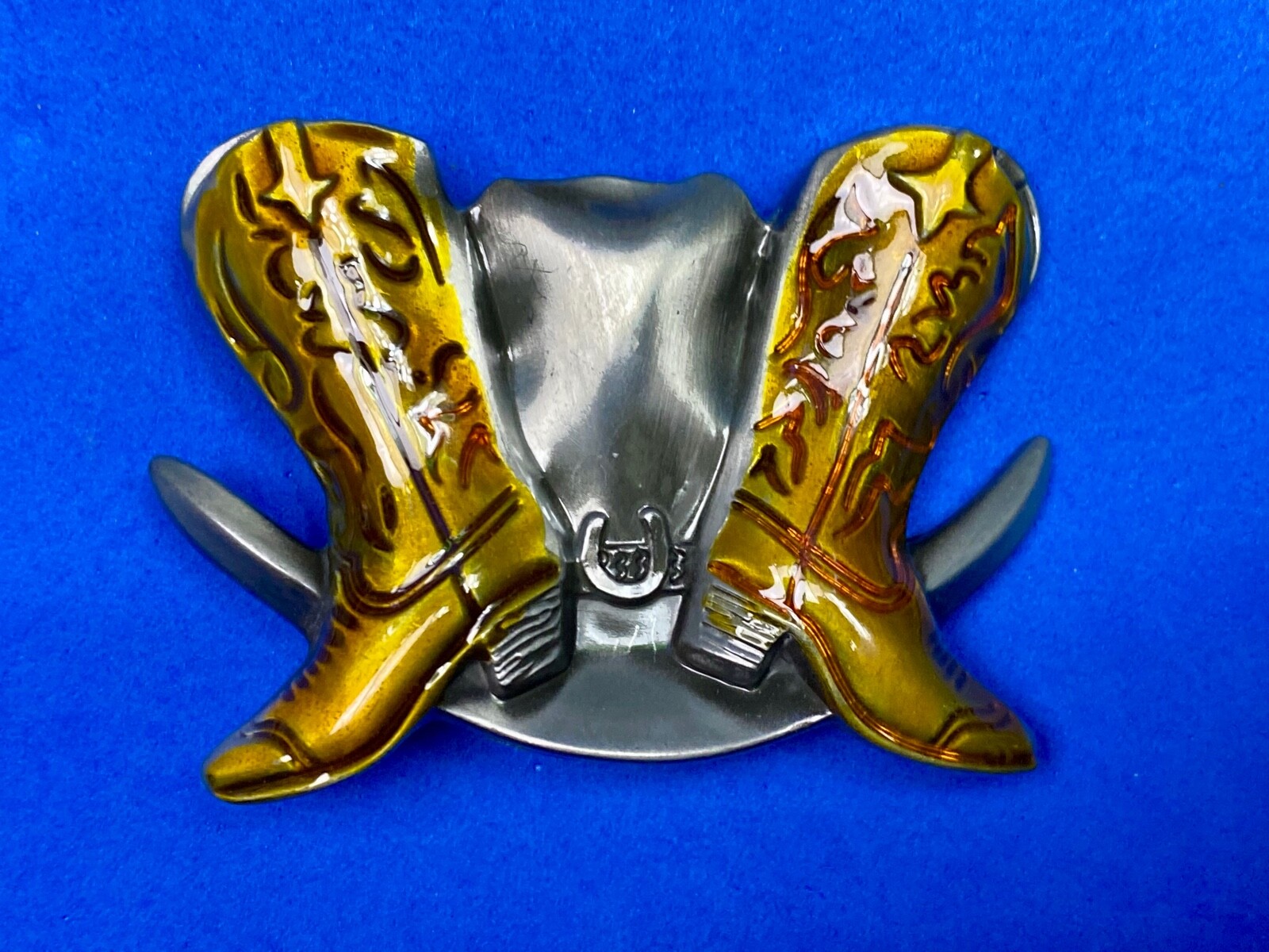 Boots And Hat – Country Western Cowboy Cowgirl Cut Out Vintage Belt Buckle