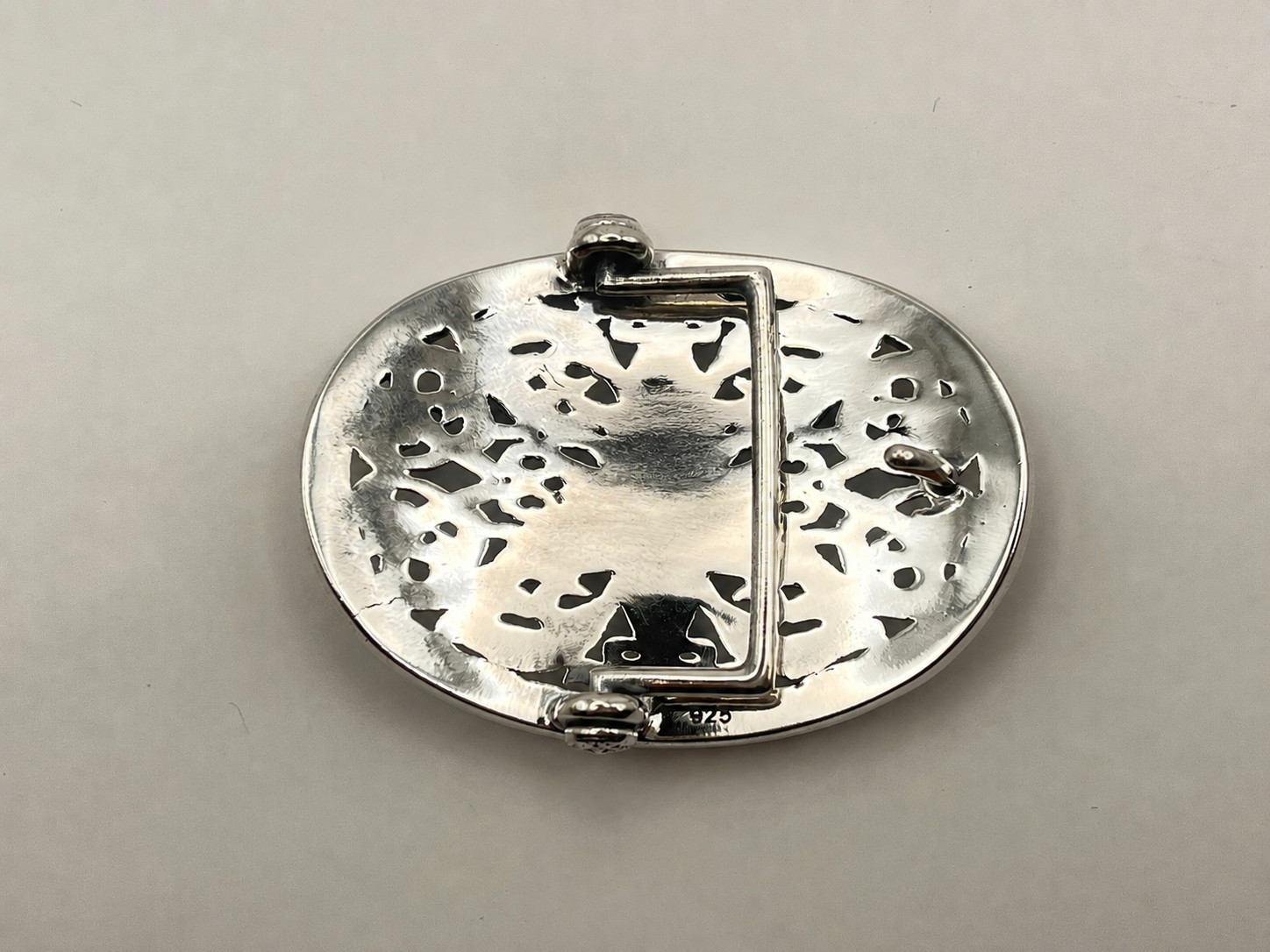 Gothic Star Belt Buckle Silver Tone Ornate Oval Biker 2.4oz【DDKRO】