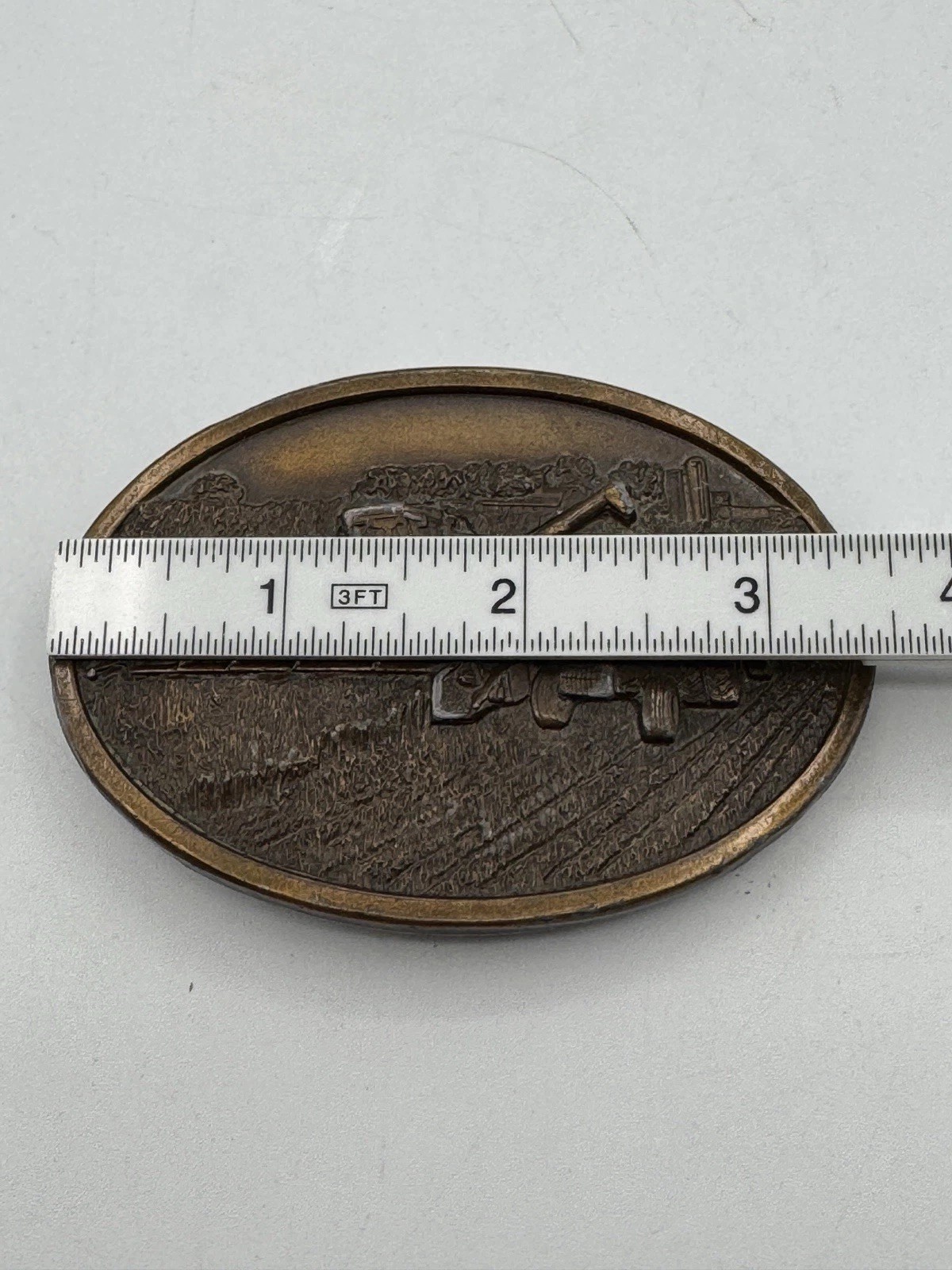 Vintage Collectible Tractor 1977 Bergamot Gray Metal Belt Buckle