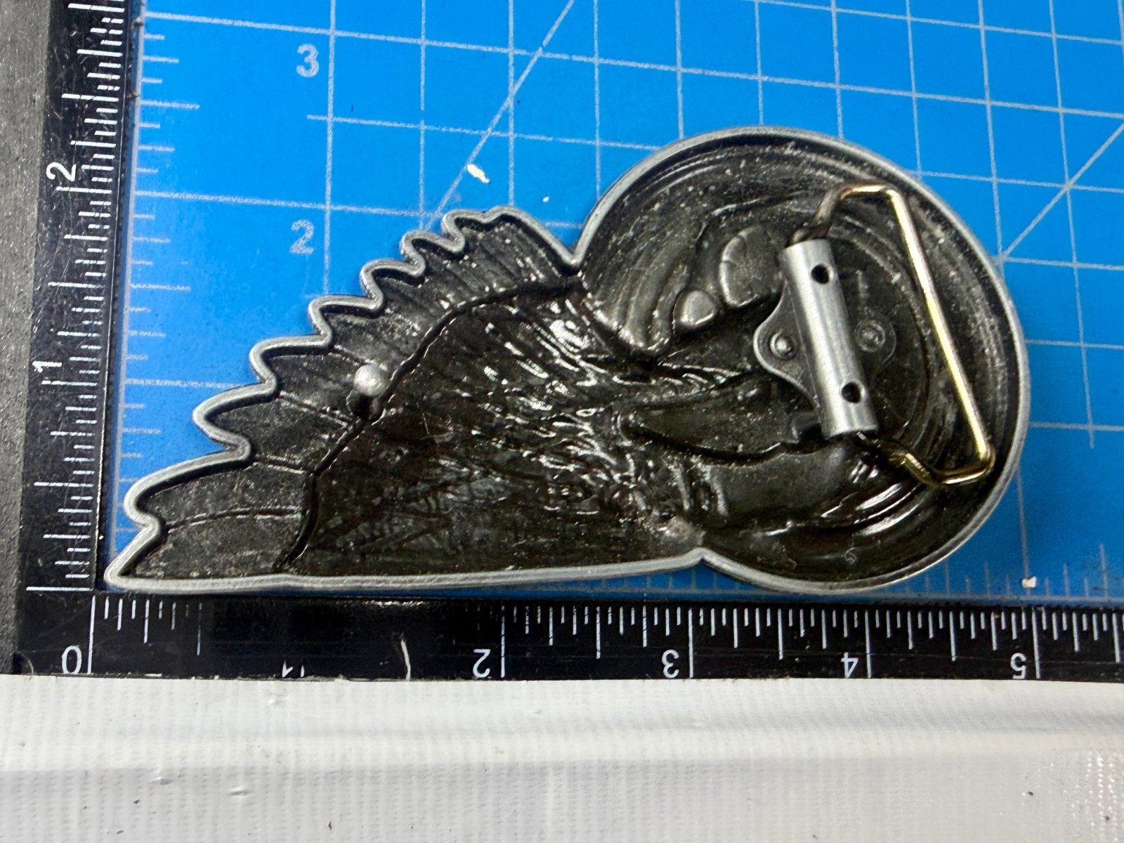 Eagle Head Wing Skull Motorcycle Wheel Rim Biker Punk Vibe Belt Buckle