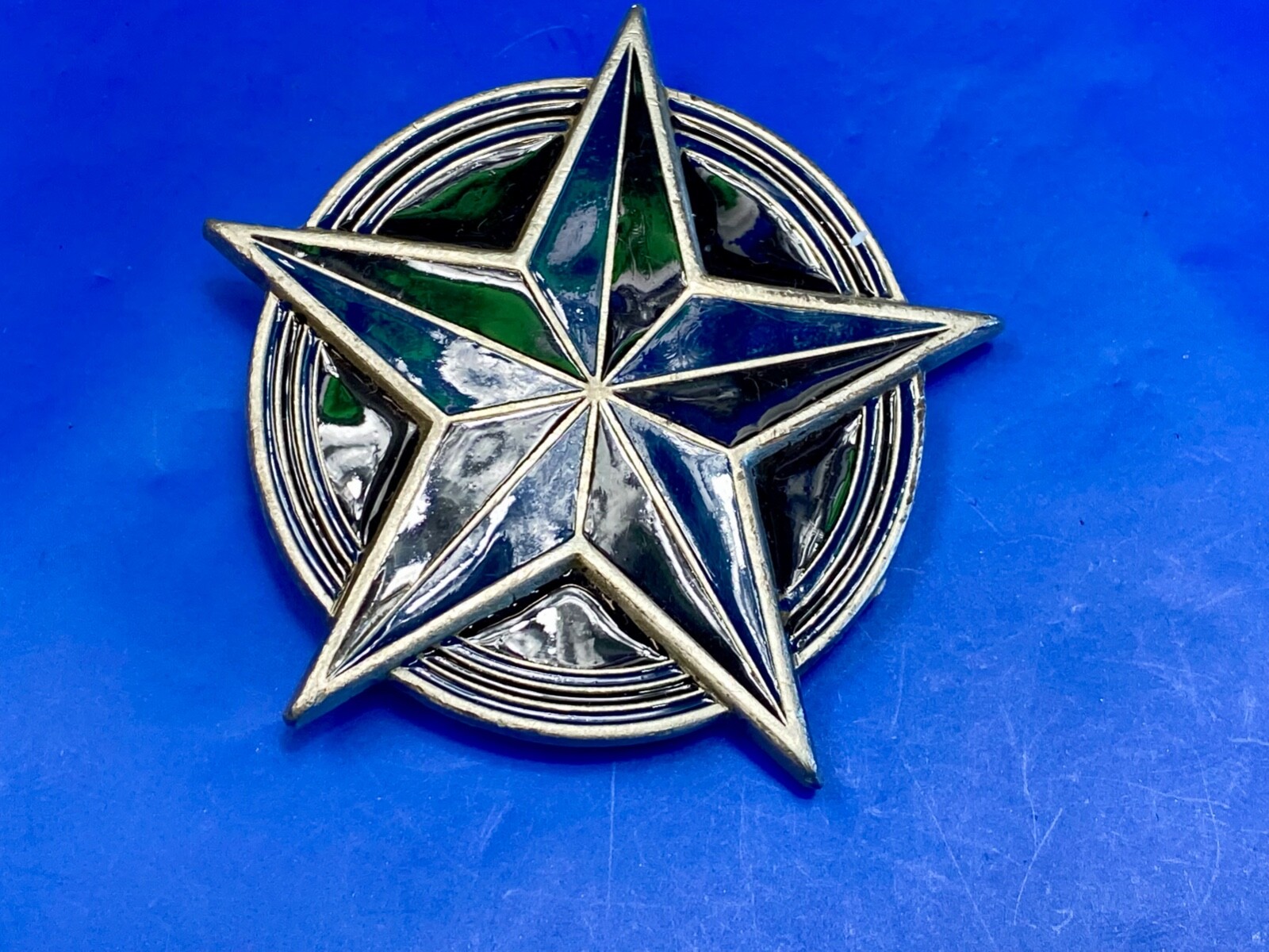 Star Blue And Black Color Pewter Great American Products Belt Buckle