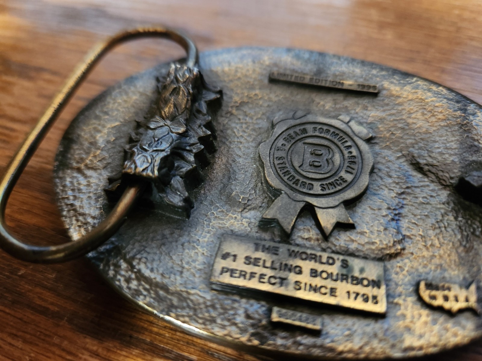 Vintage Jim Beam 1993 Limited Edition Belt Buckle Kentucky Bourbon Brass USA