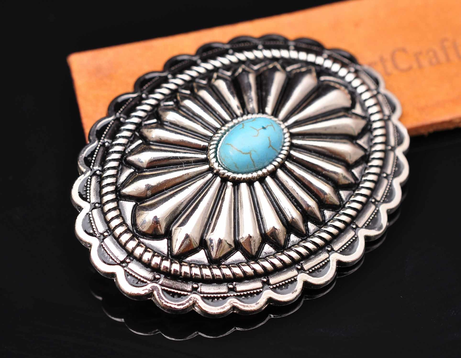 Bling Silver Southeast DIY Floral Turquoise Leather Belt Buckle Replacement 40mm