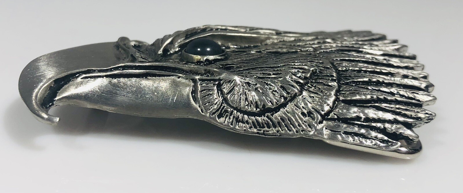 Vintage Frederick Pewter Bald Eagle Head Belt Buckle Genuine Solid Canada