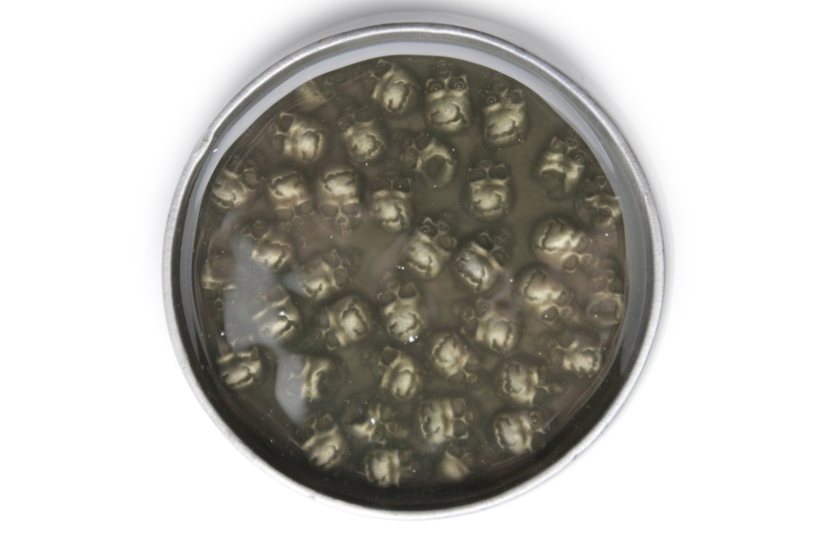Men Belt Buckle Round 3&Prime; Heavy Metal Dome Skulls Silver Brown Biker Accessory