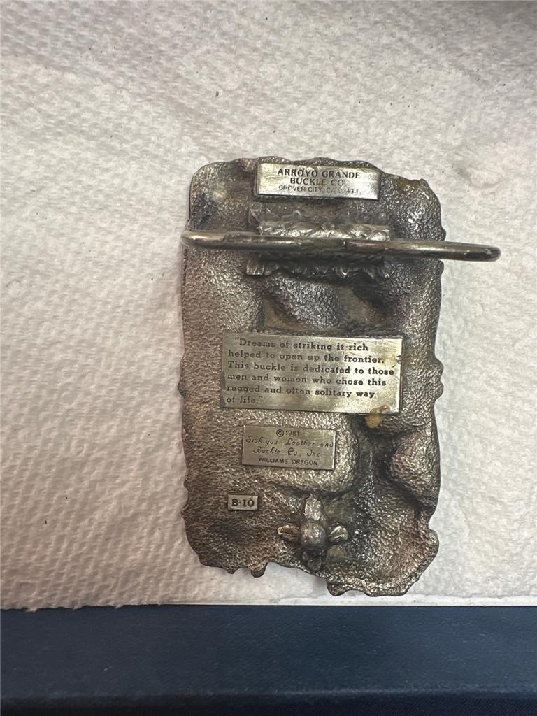 Gold Miner Prospector 3D Pewter Siskiyou / Arroyo Grande Buckle Co. 1981 Buckle