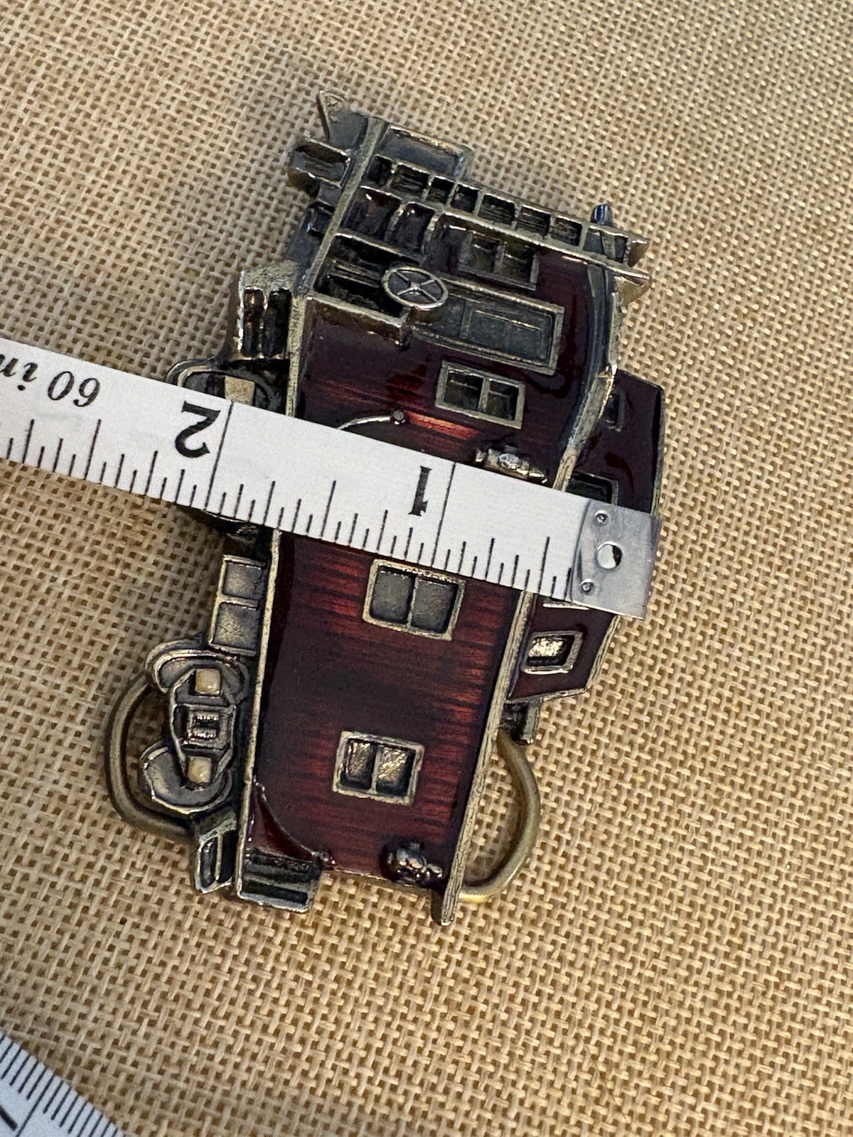 Vintage Train Caboose Belt Buckle 1979 Great American Buckle Co High Gloss Brass