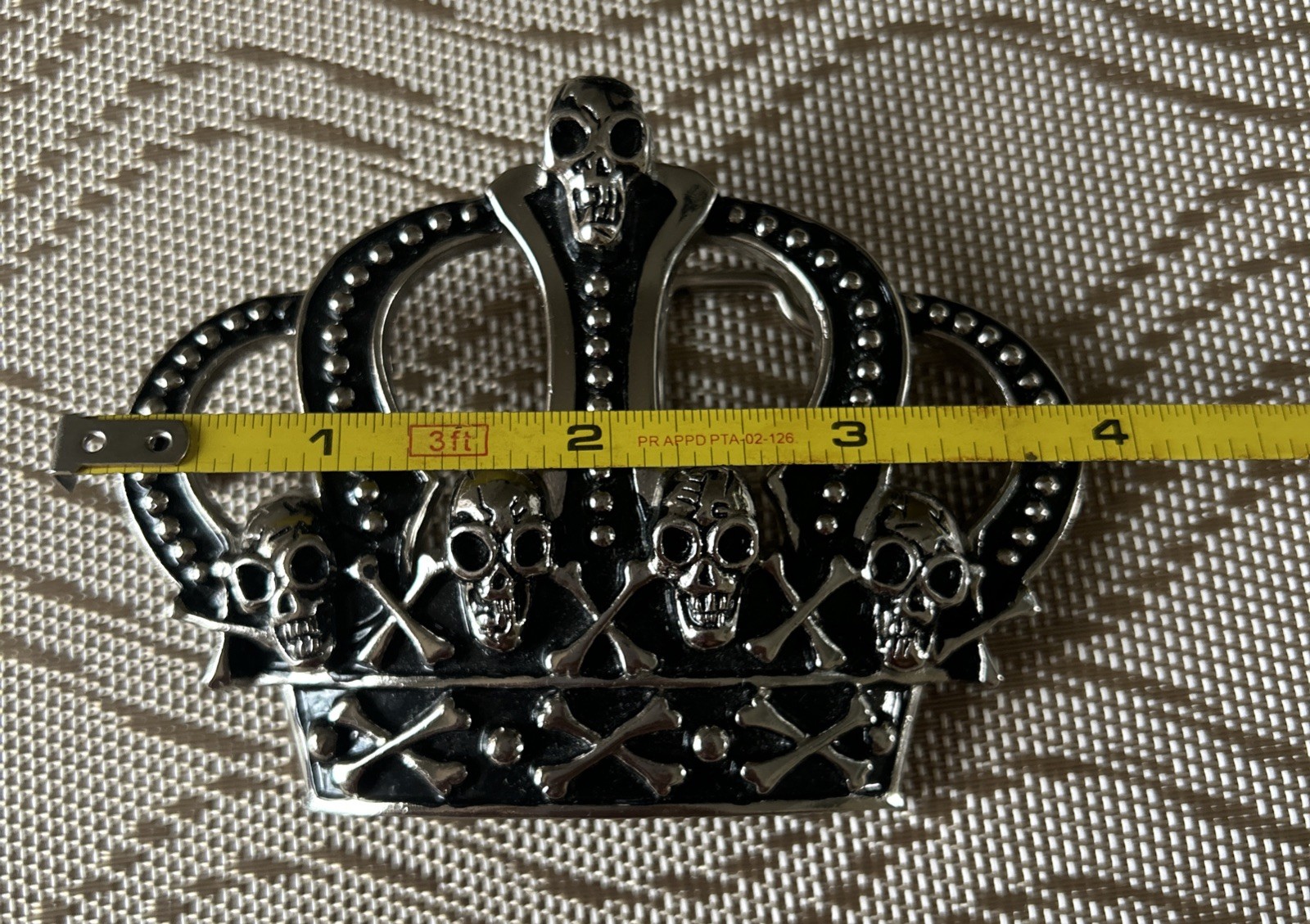 WESTSIDE CA Crown With Skulls Metal Biker Motorcycle Gothic Belt Buckle 3”x4”