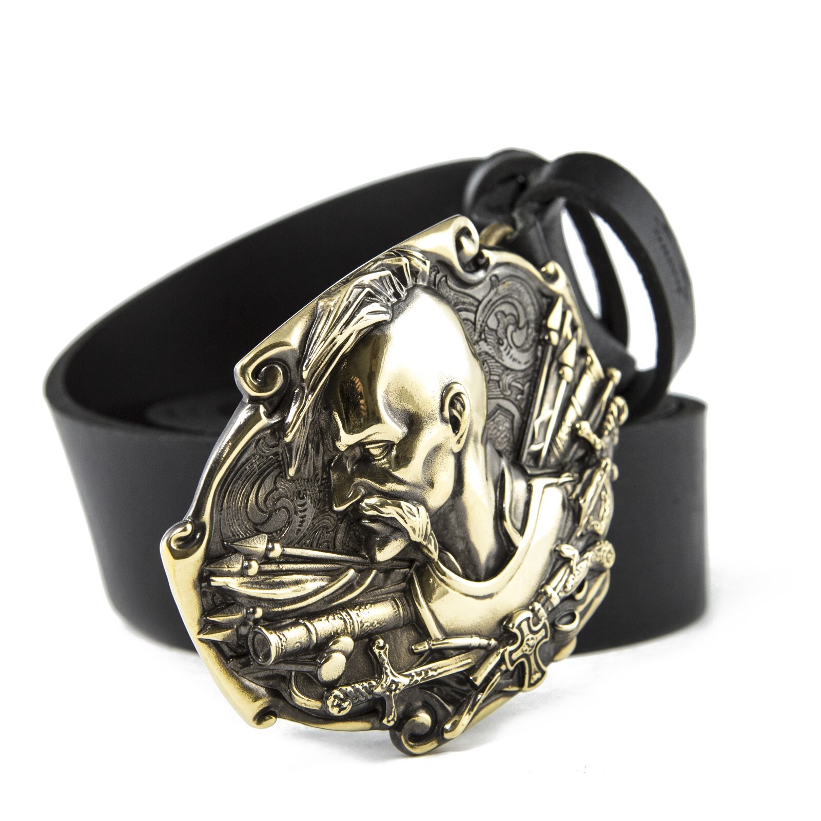 Belt buckle Cossack, Handmade Ukrainian warrior military solid brass buckle