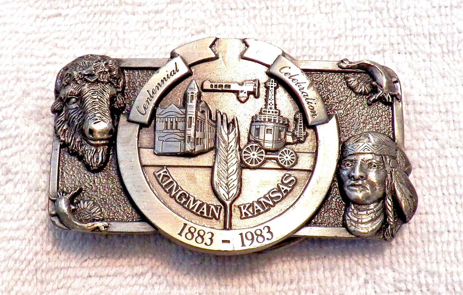 CLASSIC BELT BUCKLE KINGMAN KANSAS CENTENNIAL CELEBRAT LMT ED #265 OF 1000 BB18