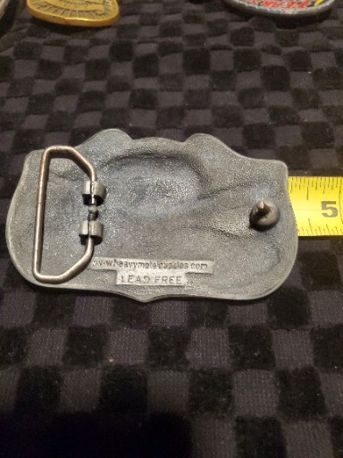 Skull and Flaming Guitars Belt Buckle