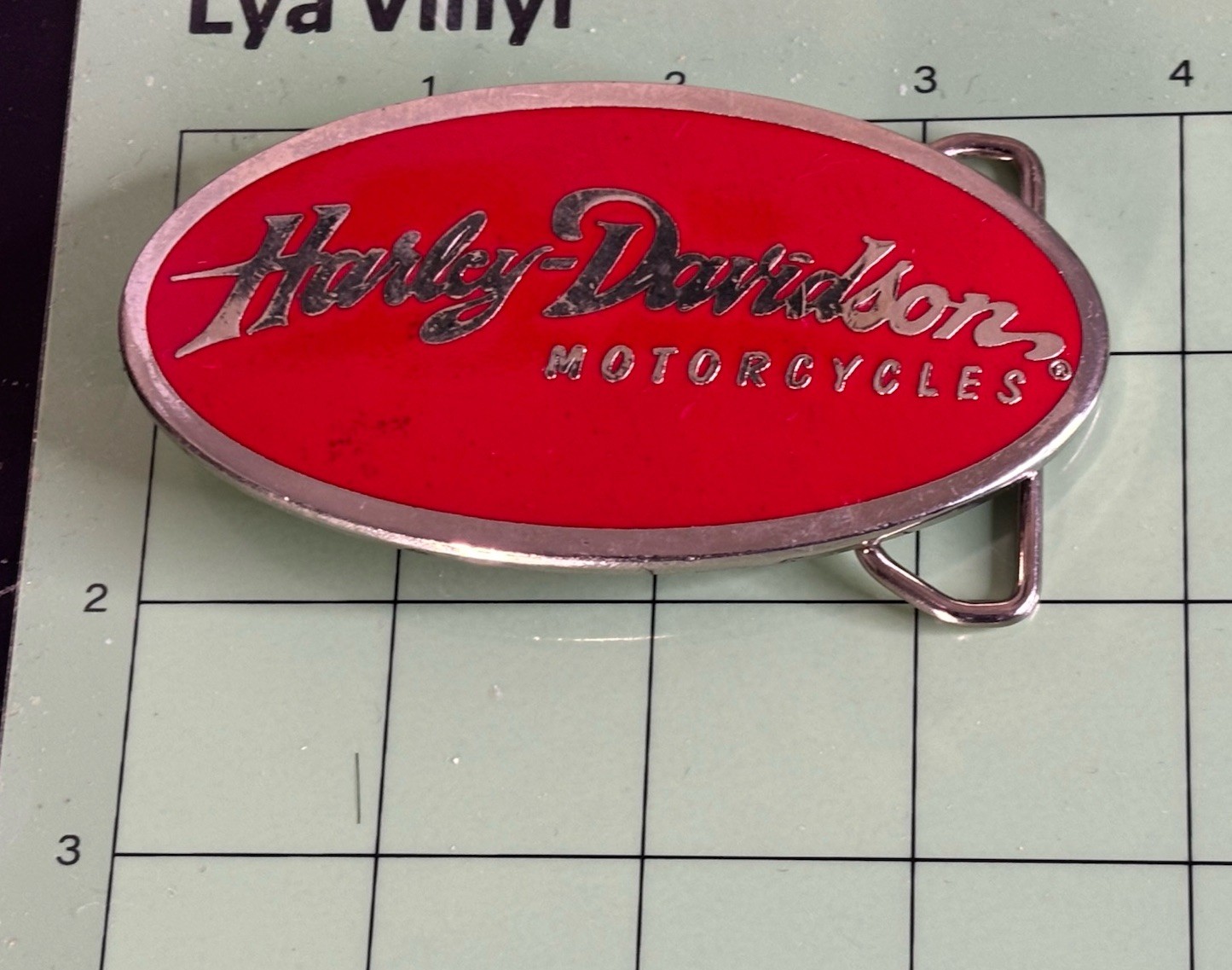 2006 Harley Davidson Belt Buckle Eagle Red Enamel Brass Oval Silvertone Large