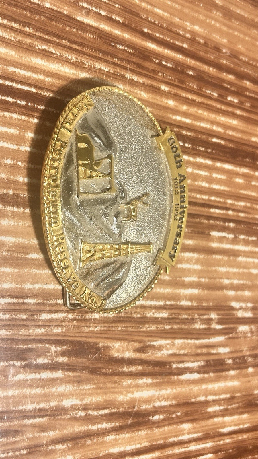 Vintage Metal 80th Anniversary Naval Petroleum Reserve No. 1 Buckle 1912-1992