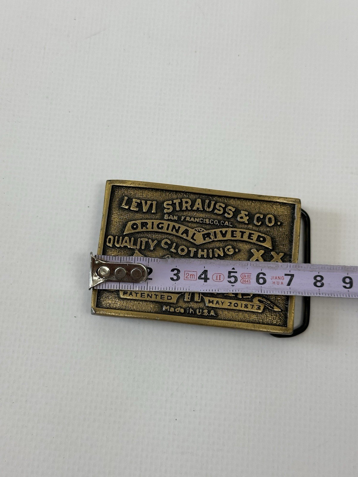 Vintage 70s 80s Levis Strauss BeltBuckle Made In USA Brass Two Horse 8909