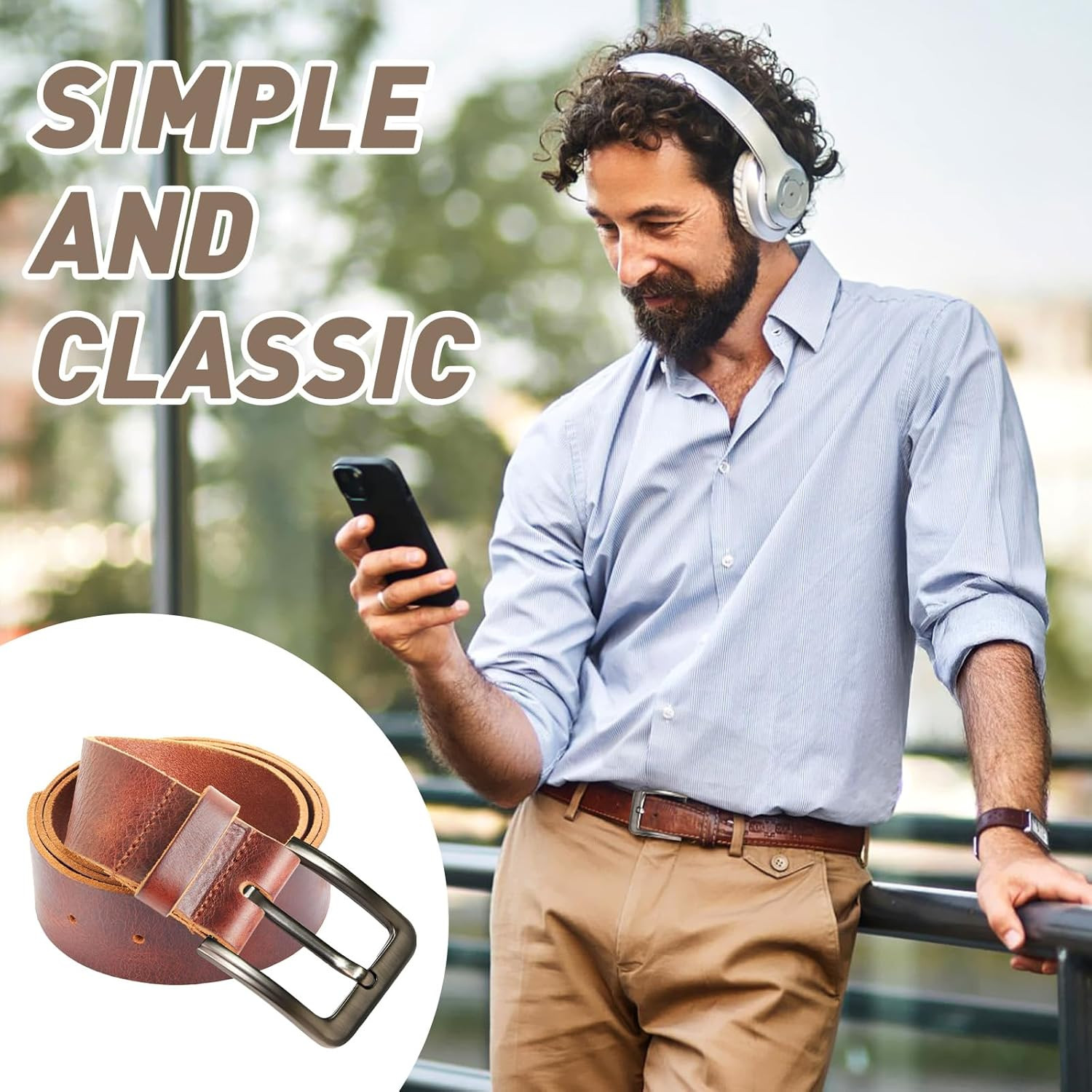 Metal Belt with Buckle Classic Unisex Replacement Belt Buckle for All Kinds of D
